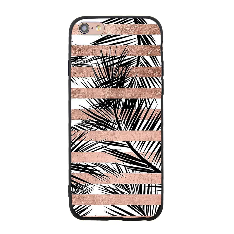 Spring Lemon For iPhone 7 Case Banana Leaf Palm Cactus Pink Background Soft TPU 8 8plus 7plus X XS XR 6 6plus 5S |