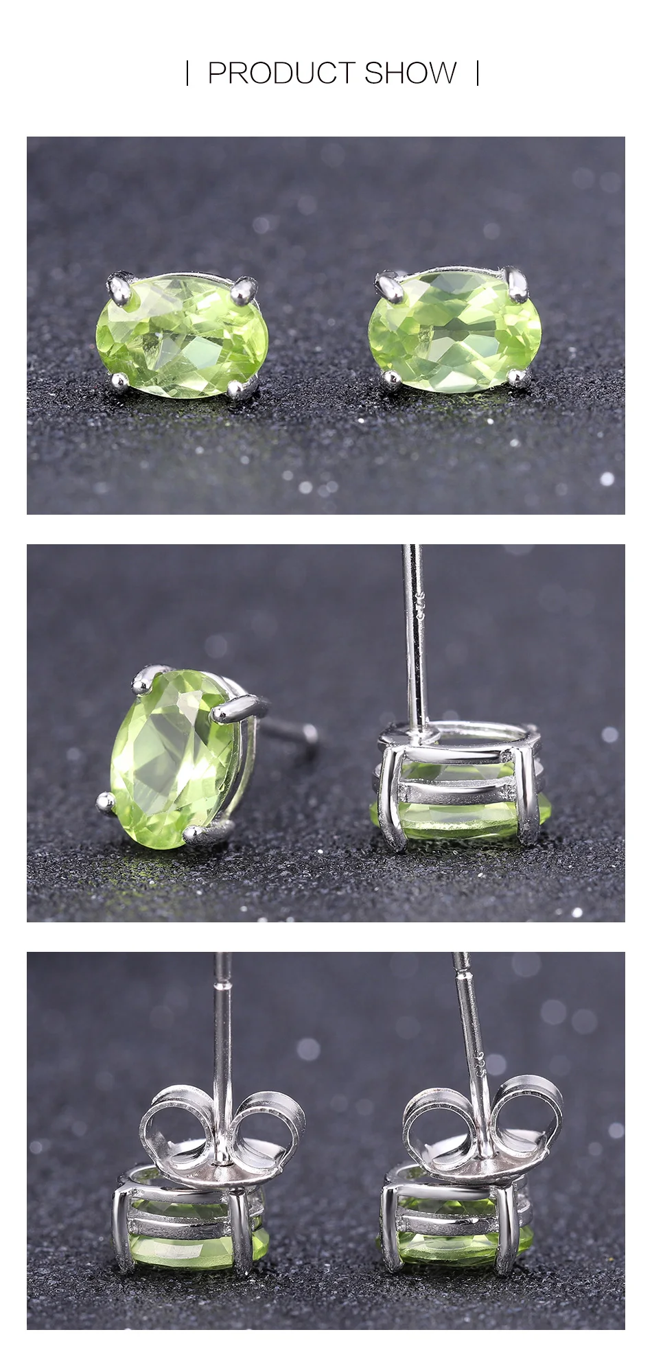 Gem балетные костюмы 5*7 мм 1.72Ct Овальный натуральный зеленый камень хризолит Стад Серьги 925 пробы серебро Модные украшения для Для женщин