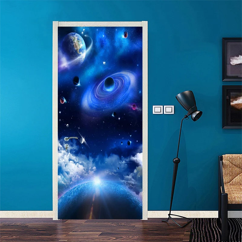 

PVC Wallpaper Modern Universe Starry Sky Photo Murals Wallpaper Living Room Children's Bedroom Door Sticker Waterproof Wallpaper