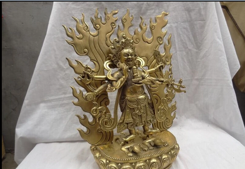 wan671070+++15 Tibet Tibetan Brass Buddhism Temple Vajra 6 Arms Mahakala Buddha Statue | Дом и сад