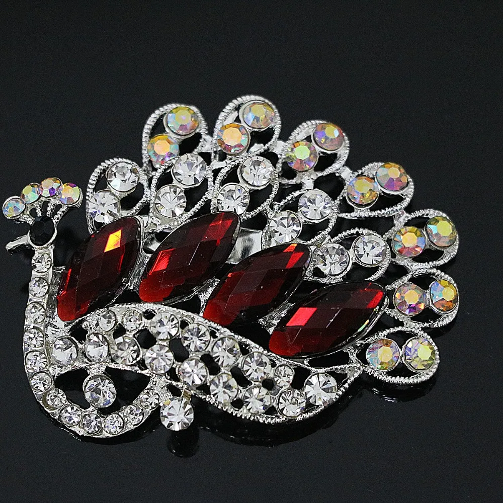 Мода Богемия Павлин Брошь животных красочный дизайн со стразами серебристый