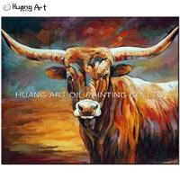 100 handmade bull oil painting by skill painter brown animal oil picture on canvas for living room painting no frame wall art