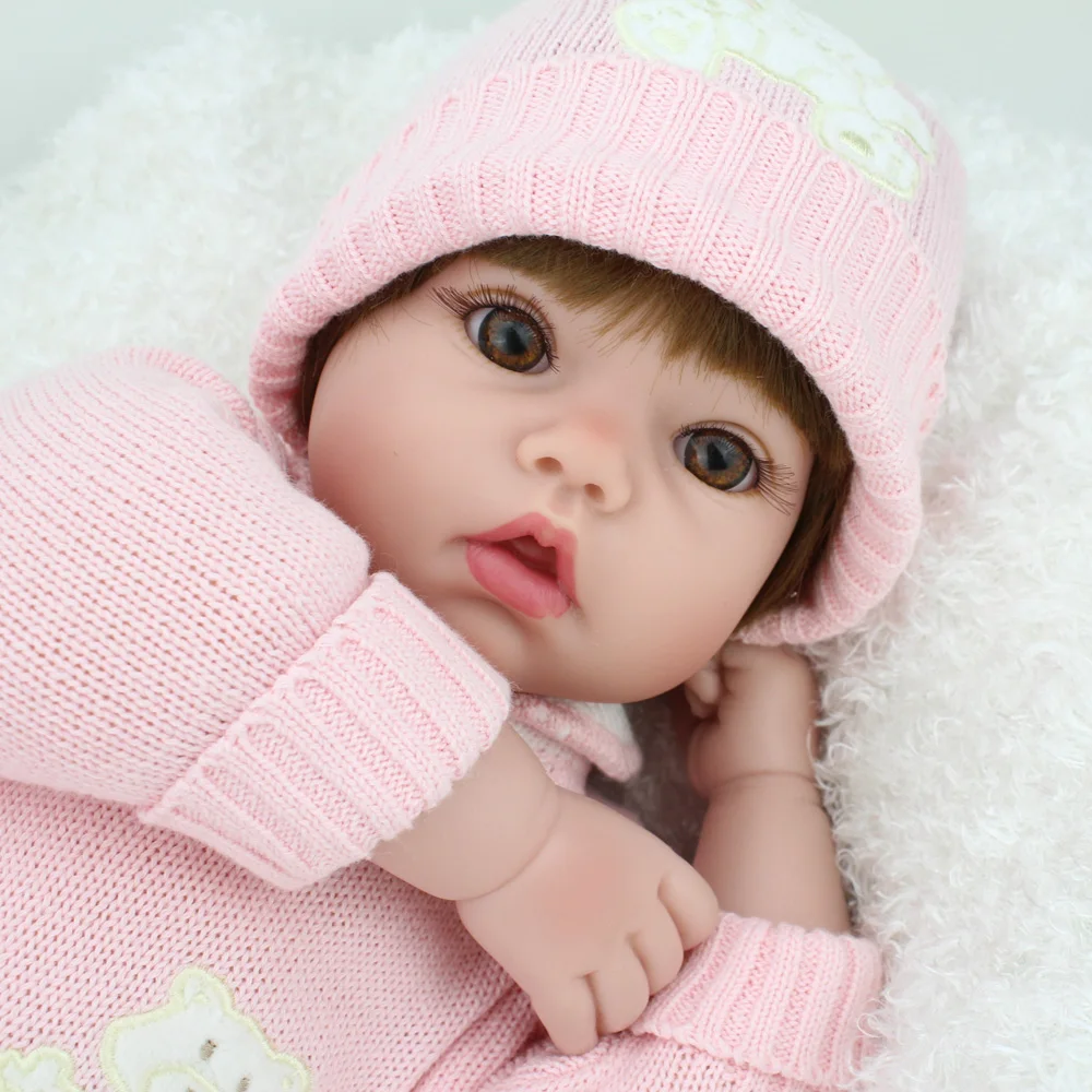 

22inch Silicone Reborn Baby Dolls Alive Lifelike Brown Wig Real Dolls Bebe Realistic Reborn Babies Girl Toys Birthday Gift