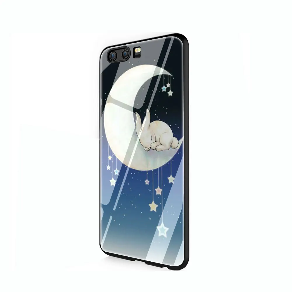 Moon кролик стильное закаленное стекло чехол для телефона huawei mate P 10 20 30 Lite Pro Y9 Honor 8X 7A - Цвет: G9