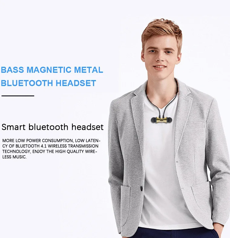 Магнитная Bluetooth наушники V4.1 Беспроводной HD stereo Headset с микрофоном для iPhone samsung ipad