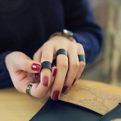2016 New Fashion Black Opening Ring 3 Rings/Set High Quality Midi Mid Finger Knuckle Set for Women | Украшения и аксессуары