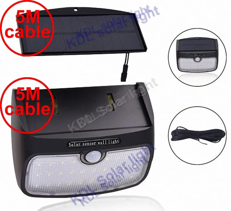

split mounting 48 LED 900lm Solar Light PIR +motion+radar led Microwave Radar Motion Sen 5M cable street wall outdoor light fo