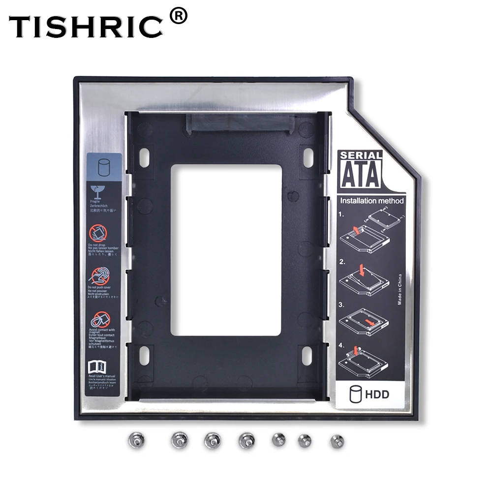 Tishric Optibay 2nd HDD Caddy 9,5 мм алюминиевый Универсальный SATA 3,0 2," SSD чехол жесткий диск адаптер DVD HDD для ноутбука ODD