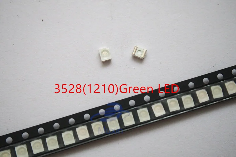 500 шт. SMD 3528 1210 чип светодиодный Диод зеленый свет 20 мА 3 в поверхностное крепление