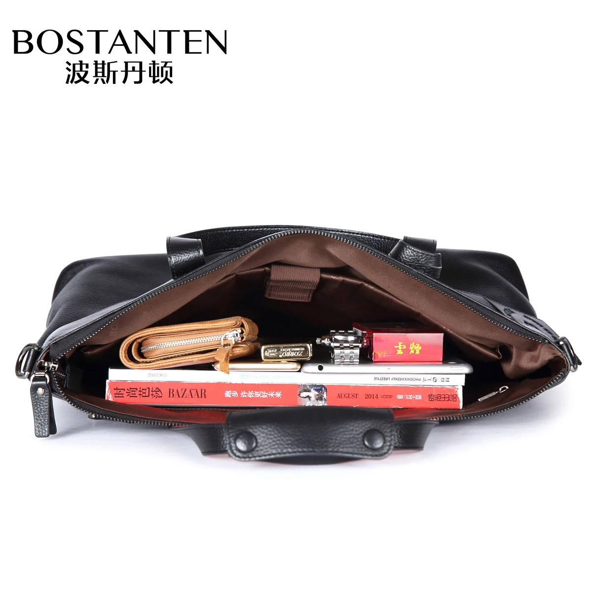 Мужская деловая сумка Bostanten из коровьей кожи повседневный портфель натуральной