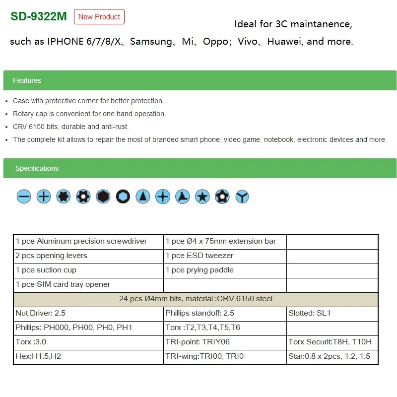 Pro'sKit SD-9322M многофункциональная отвертка инструменты для точного обслуживания