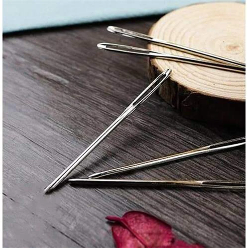 Large Eye Needles Sewing Accessories Sweater Yarn with Bottle 9pcs Crochet Hook Handle Stainless Steel Cross Embroidery Knitter