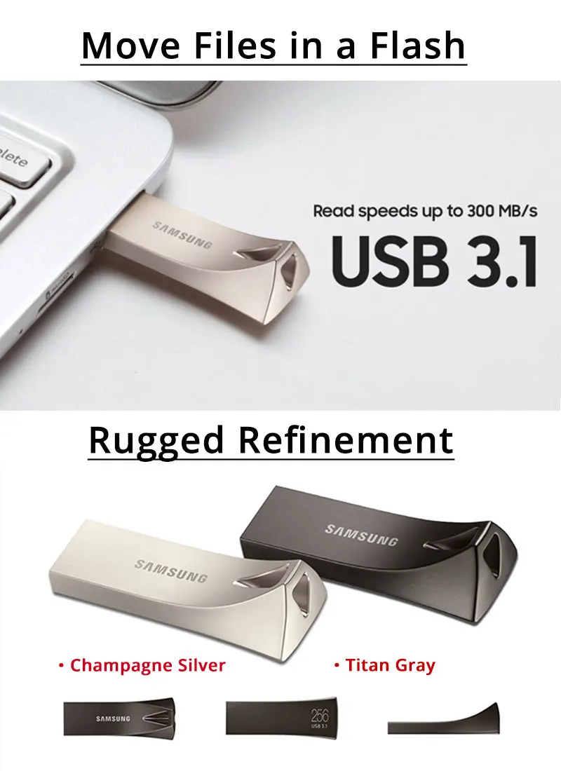 SAMSUNG 64 ГБ USB флэш-накопитель USB 3,1 256 ГБ флэш-накопитель 128 ГБ 300 МБ/с. металла флэш-карта памяти 32 Гб 200 МБ/с. Мини U диск для ПК/планшет/ТВ