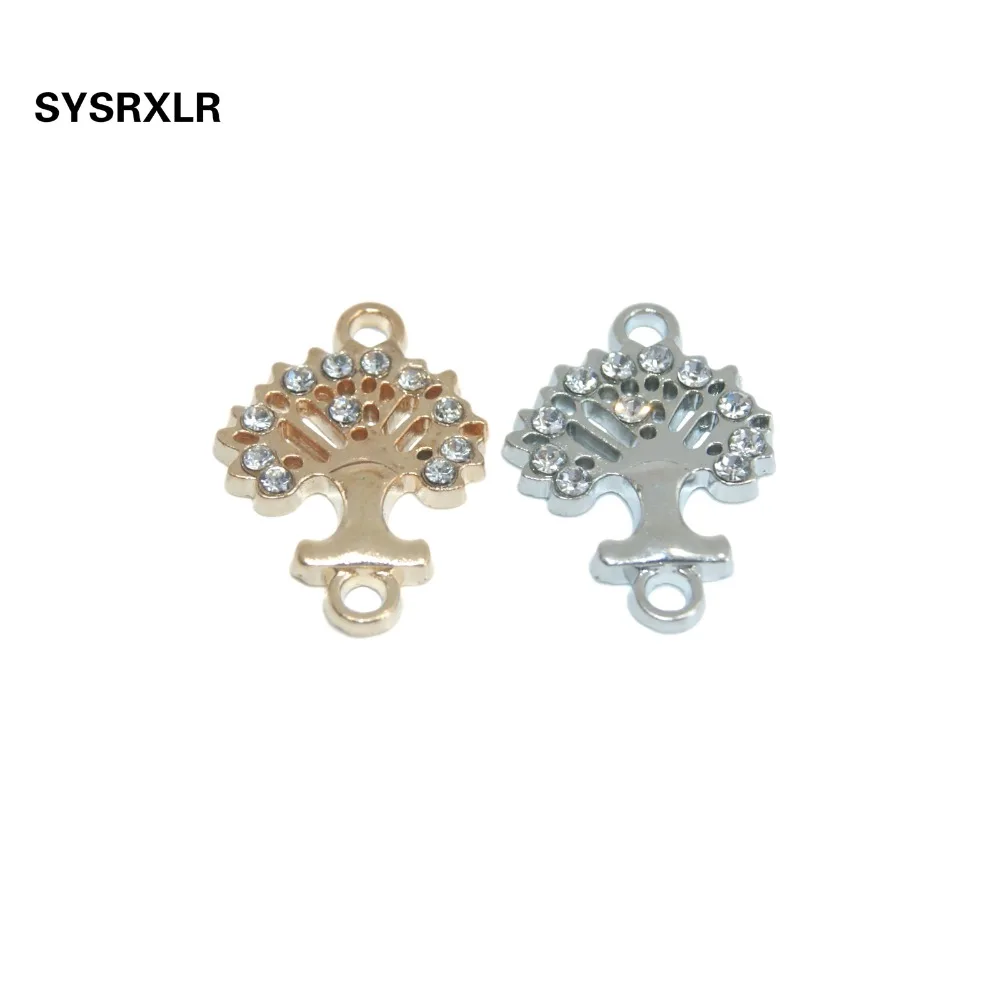 

Free Shipping 10 PCS Rose Gold/Sliver Crystal Plated Life Tree Connectors Fit Jewelry Making Accessories DIY Bracelet Necklace