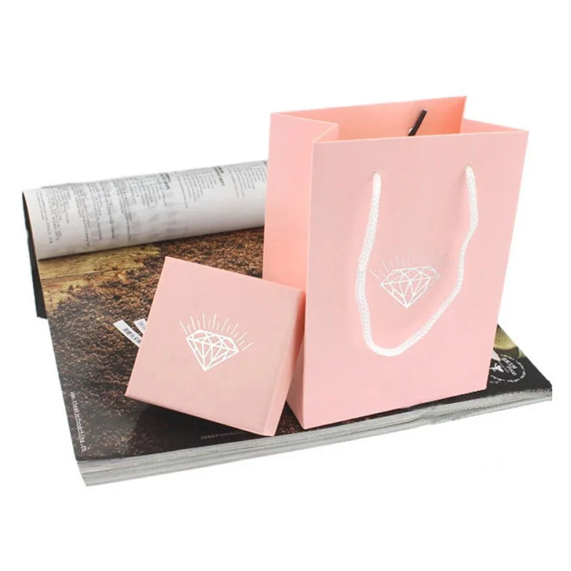 2 шт./компл. розовая Алмазная шкатулка для ювелирных изделий ожерелье серьги