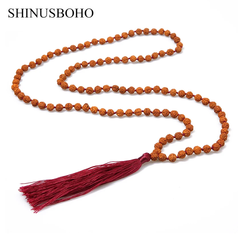 SHINUSBOHO классическое ожерелье для мужчин и женщин бусы Rudraksha плетеная веревка