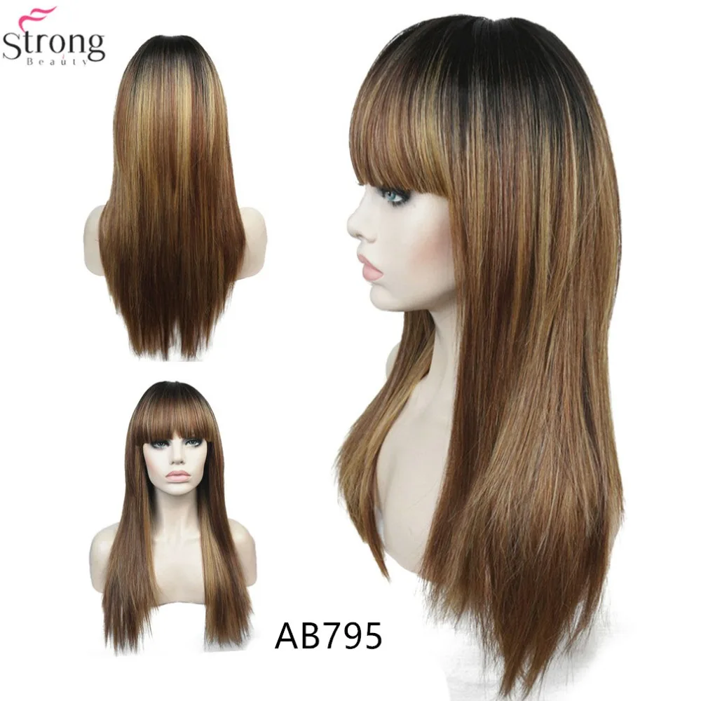 StrongBeauty Женские синтетические парики матовые Ombre длинные прямые волосы в стиле