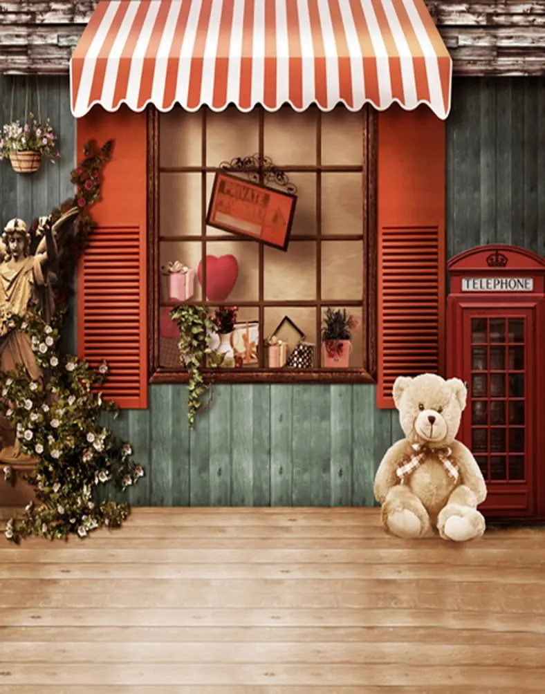 

5X7 футов милый медведь деревянный пол дом фотография фоны фото реквизит фон для студии