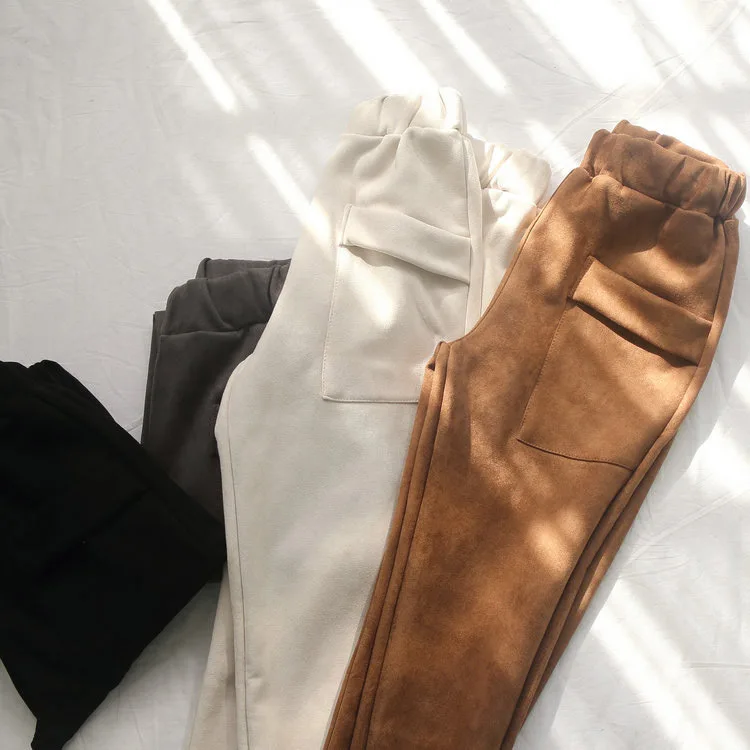 Брюки женские кожаные замшевые с высокой талией|winter trousers|harem pants womenpants women |