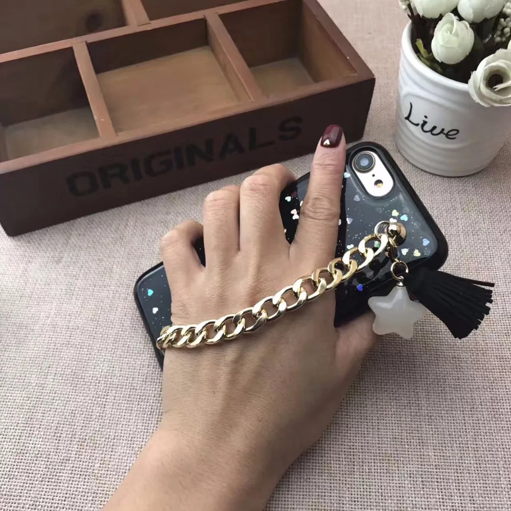 KMAX чехол для телефона цепь мягкий Blingbling Любовь Сердце силикон iPhone 6 S 7 8 Plus