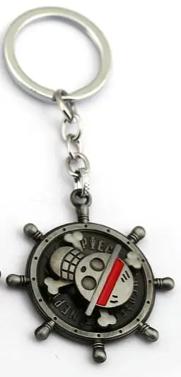 ONE PIECE Луффи череп руль модели брелок для ключей антикварной металлический брелок поворотный подвеска брелок дети подарок аниме ювелирные изделия - Цвет: guyin