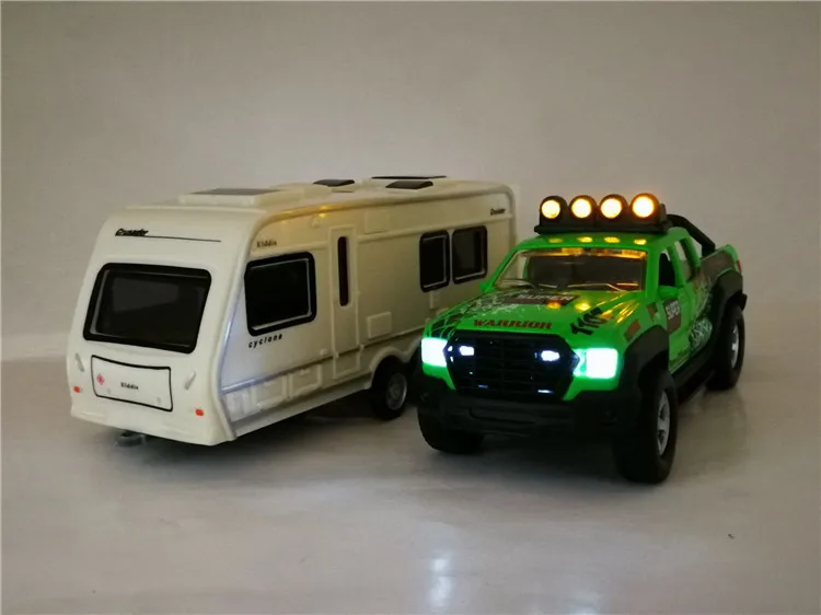 Высокая симуляция пикапа rv 1:36 Масштаб сплава тянуть назад трейлер яхты автомобили музыкальный мигающий Коллекция Модель