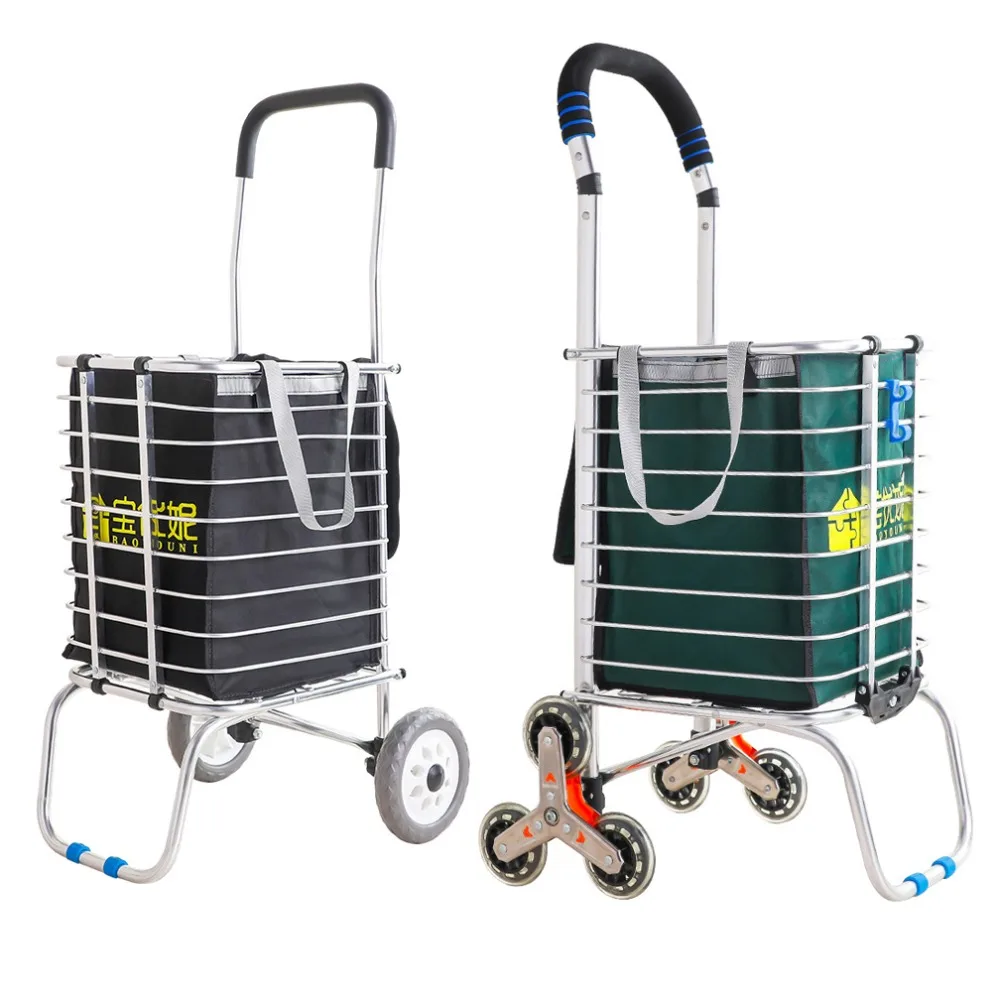

Elderly Shipping Trolley Cart Stair Climbing Grocery Cart Basket with Wheels Portable Old Man Pull Rod Supermarket Cart DQ9153-2