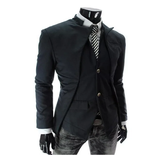 2018 Top Brand Fashion Men's Suit Jacket Slim Asymmetrical Design Tuxedo 3 Color 4 Size Business Dropshipping NZ55 | Мужская одежда