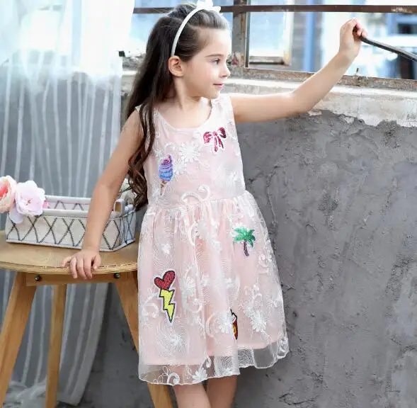 Blue Pink Baby Girls Dress Summer Costume Kids Dresses for Children Party Clothes Princess | Детская одежда и обувь