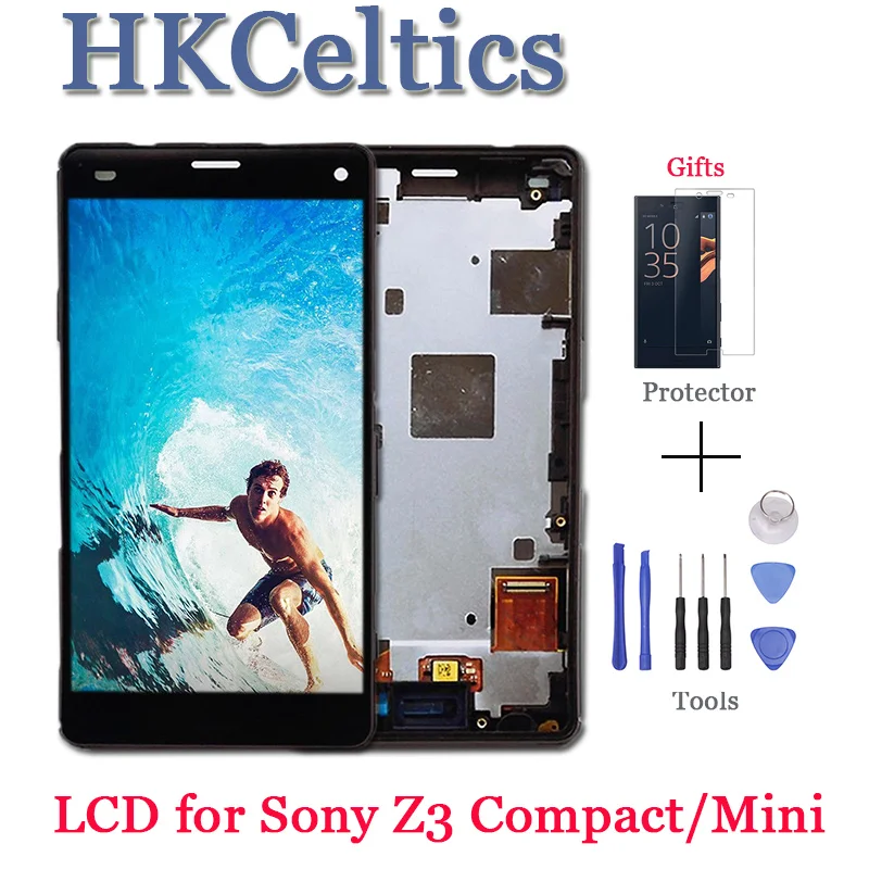 100% Оригинальный ЖК дисплей для Sony Xperia Z3 Compact 4 6 &quotD5803 D5833 датчик дигитайзера Мини в