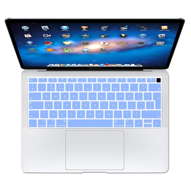 Quiet blue Для нового MacBook Air 13 A1932 с сенсорным ID защита для клавиатуры ноутбука силиконовый евро Английский покрытие для клавиатуры - Цвет: Quiet blue