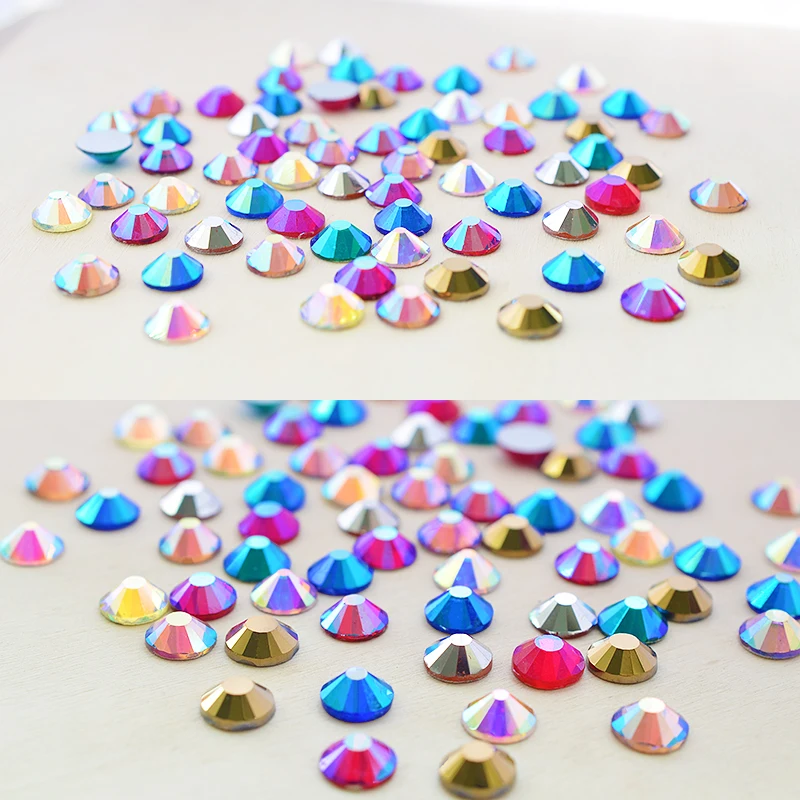 

Mix AB Color Glass Crystals 1440pcs/bag Nail Art Glue On Non hotfix Rhinestones