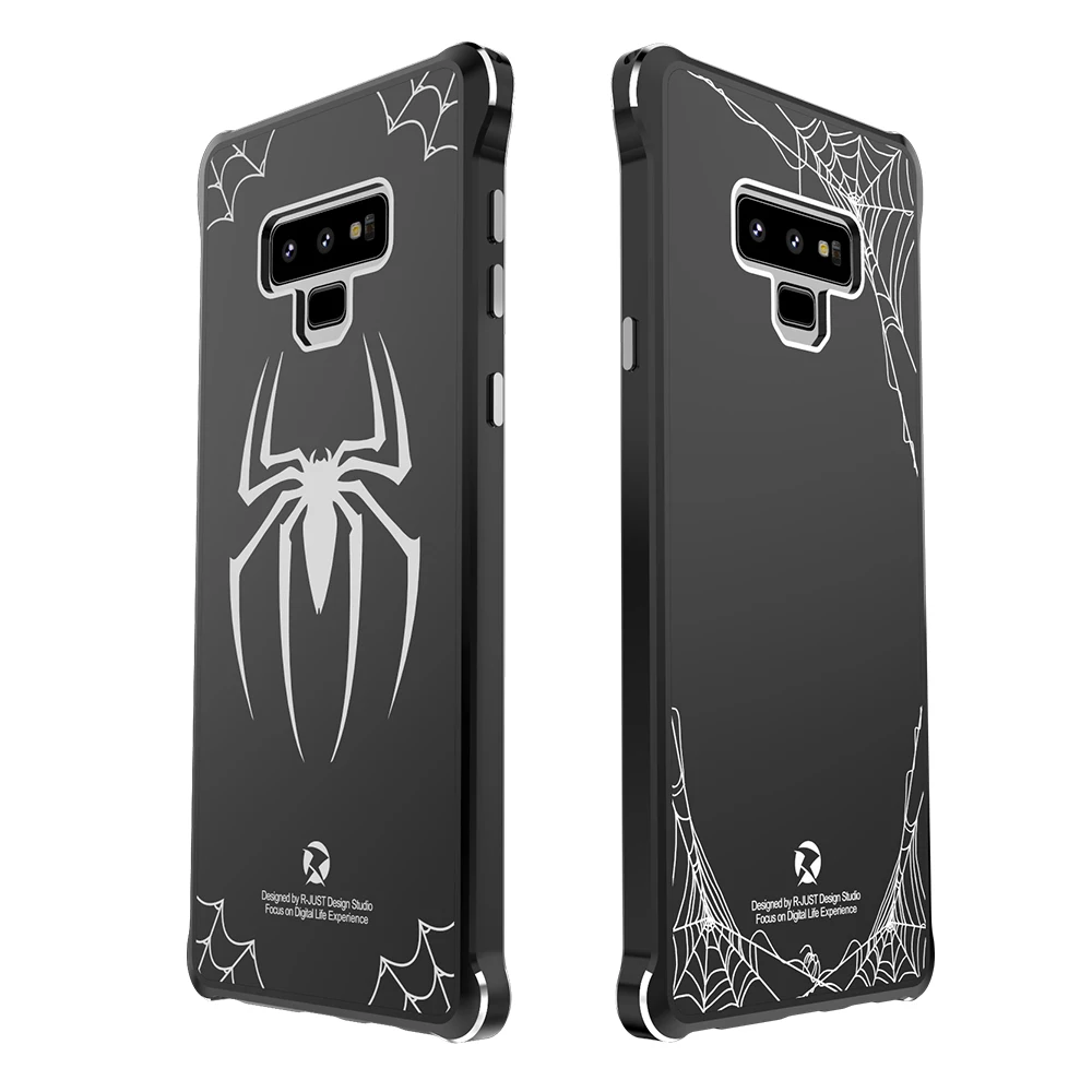 

R-JUST Spider Metal Bumper Acrylic Back Cover Case For Samsung Galaxy s9 Plus Outdoor Shockproof Cases For Samsung Note 9 8