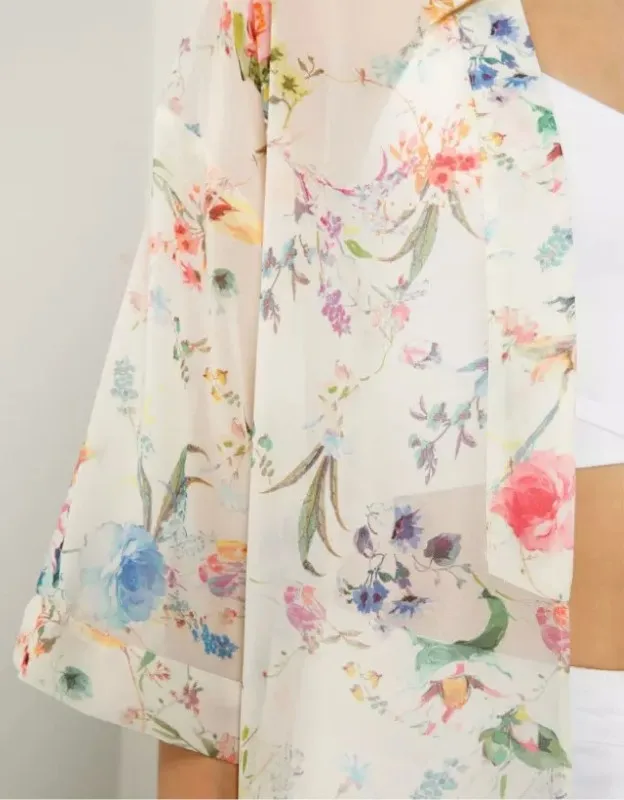 Модное осеннее шифоновое кимоно с цветочным принтом кардиган Blusas Femininas длинное