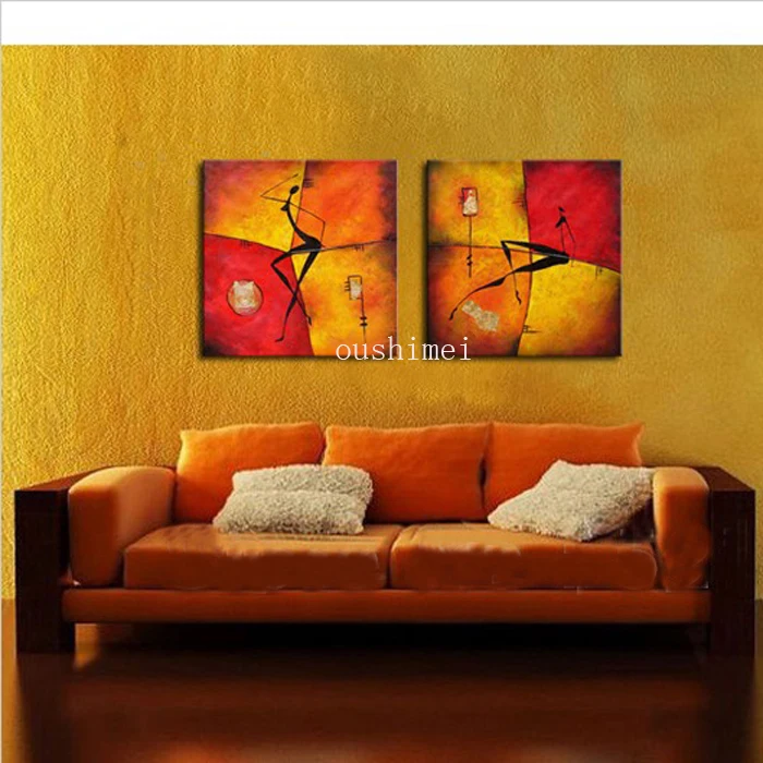 

Free Shipping Handpainted Home Decor Wall Art Group Picture Modern Home Decoration Abstract Oil Paintings Dancers Paintings