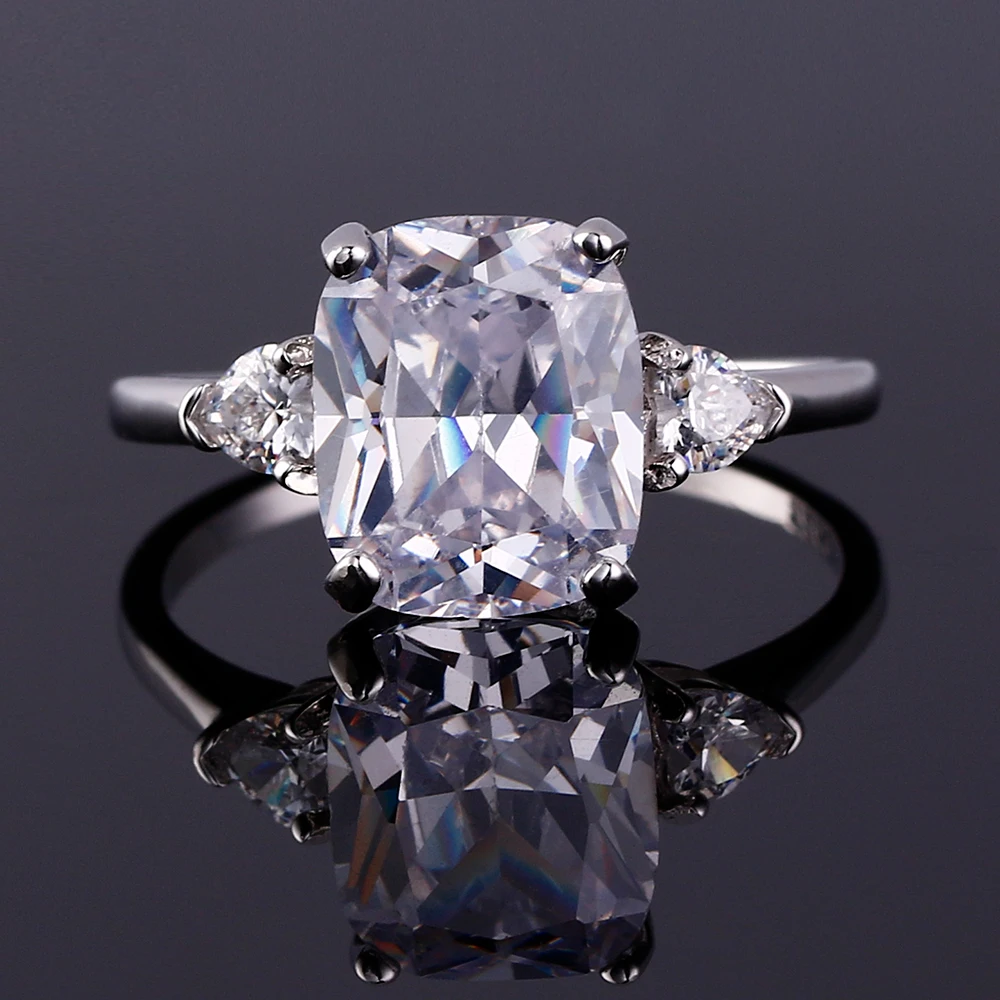 Nasiya Classic Elegant White Zircon Rectangle Ring 925 Silver Jewelry Wedding Band Bridal Rings For Women Ladies Daily Life Gift | Украшения