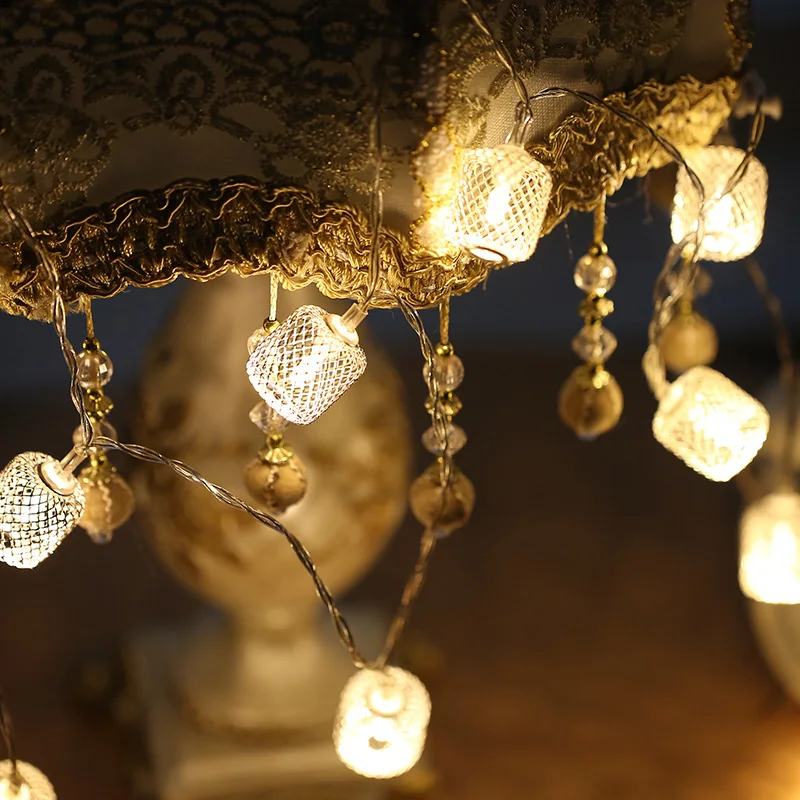 10 светодиодный Сказочный металлический цилиндрический фонарь на батарейках