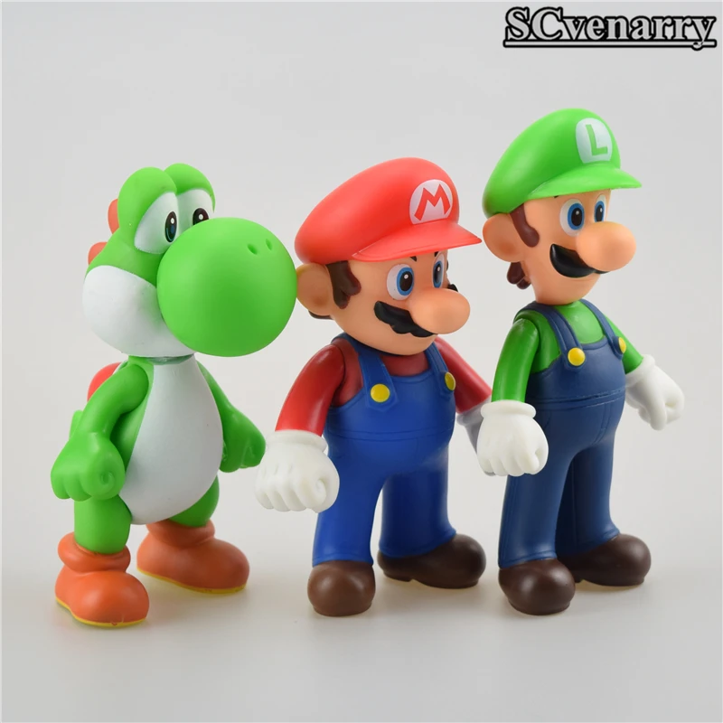 3 шт/лот Супер Марио Bros Луиджи Йоши ПВХ Фигурки игрушки 13 см для свадебного