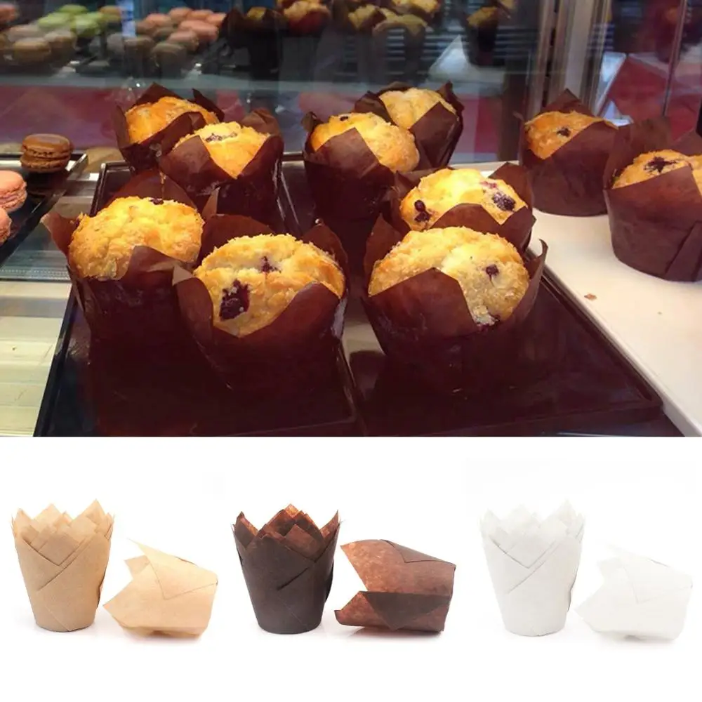 50 шт тюльпан цветок шоколадный кекс обертка для выпечки Маффин бумажный вкладыш