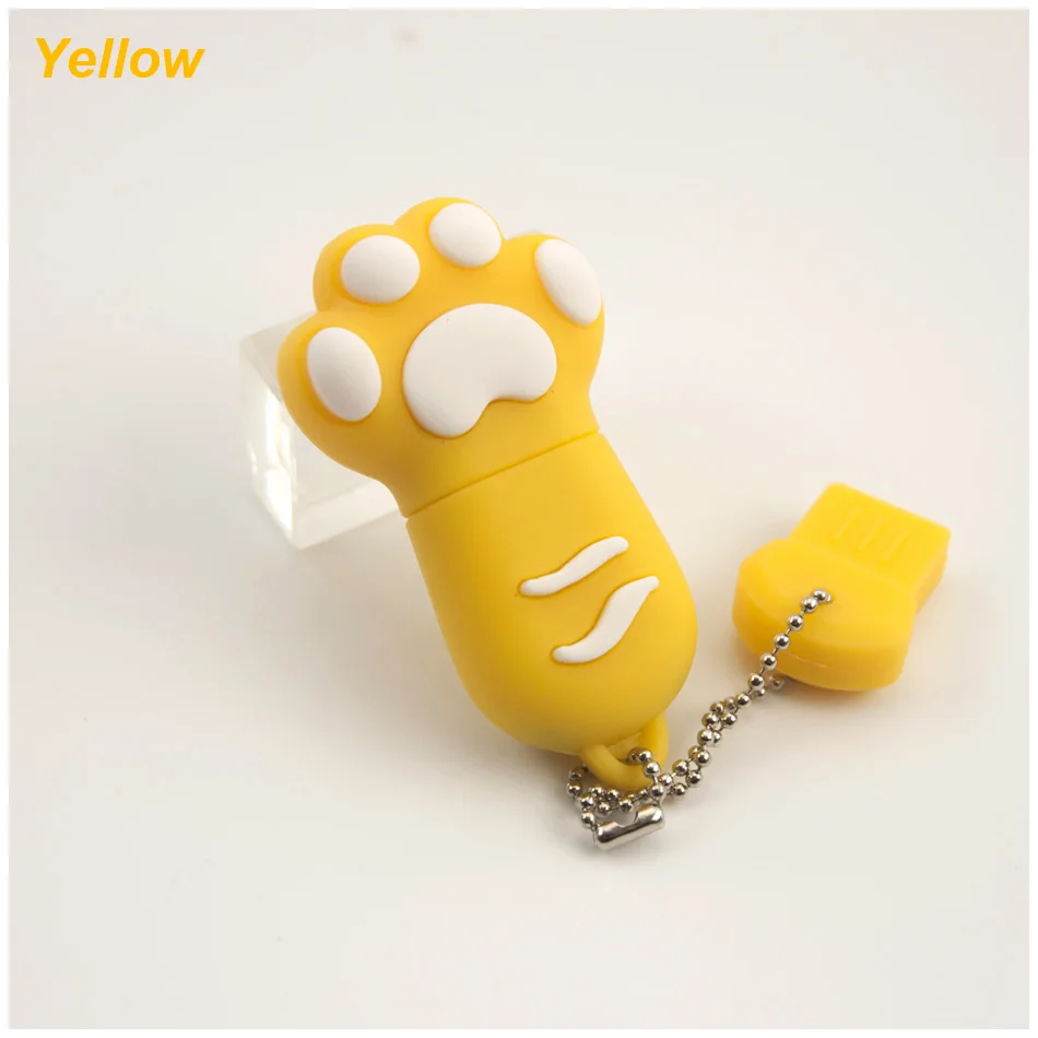 Yellow usb флеш-накопитель с когтями кота 4 ГБ/8 ГБ/16 ГБ/32 ГБ usb флеш-накопитель с когтями кота usb, флеш-накопитель/автомобиль/подарок/диск, 64 ГБ флеш-накопители - Цвет: Yellow