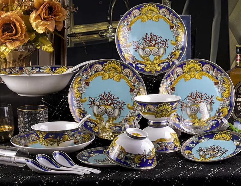 18 pieces set Наборы посуды Керамическая Чаша Блюдо суповая чаша подарок кухонные инструменты для приготовления пищи аксессуар Бытовая Посуда домашний декор фарфор - Цвет: 18 pieces set