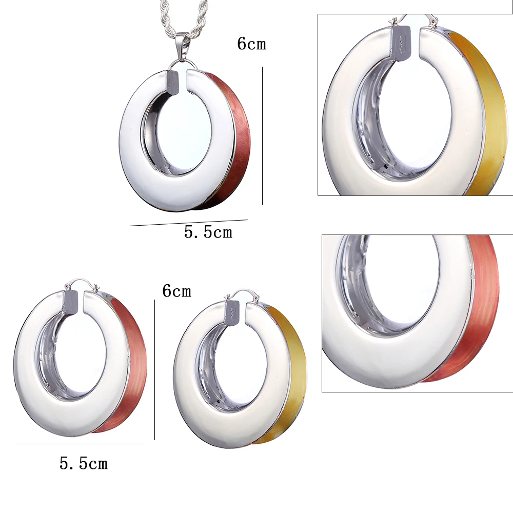 Ethlyn Нигерия Большие размеры ювелирные изделия ожерелье Серьги Два цвета