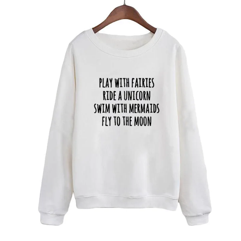 

Play With Fatries Funny Saying Letters Hoodies Women Long Sleeve Pullover Harajuku Sweatshirt Black White Tops moletom feminino