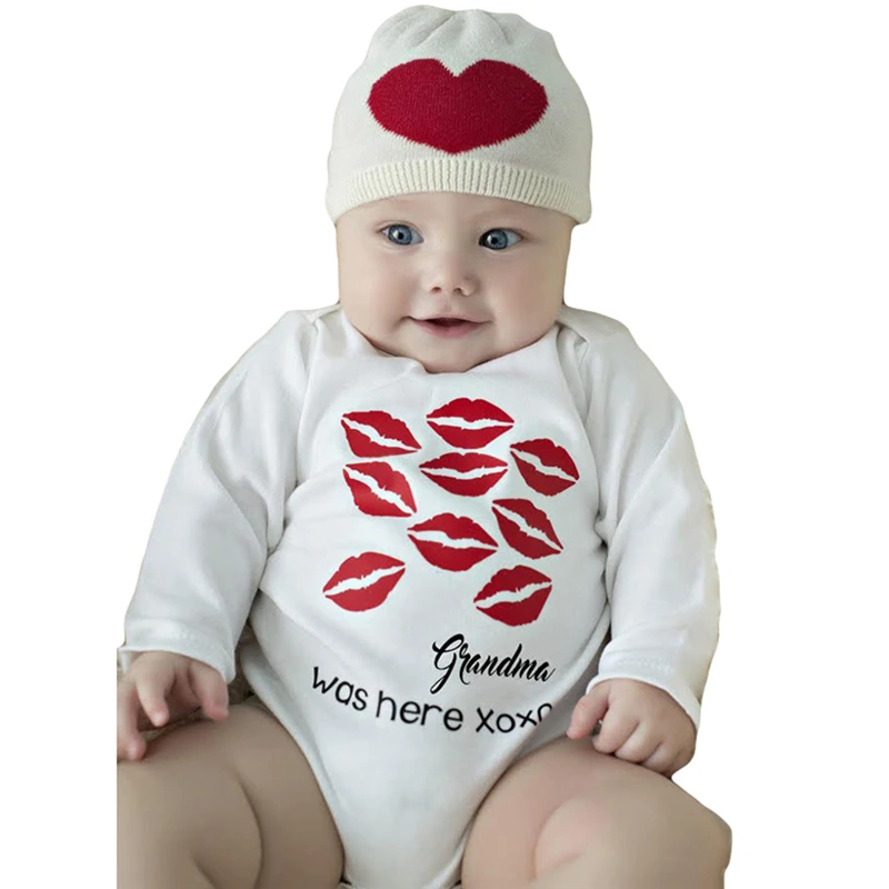 

Newest Cute Newborn Toddler Baby Boys Girls Cotton Long Sleeve Kiss Lipstick Printed Jumpsuit Bodysuit Clothes Outfit