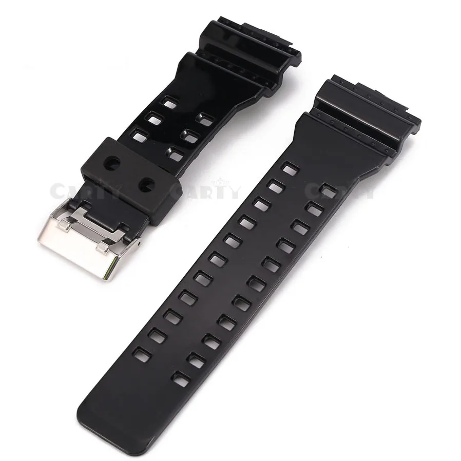 Ремешки для часов из полиуретана 16 мм матовые черные/яркие силиконовый каучук