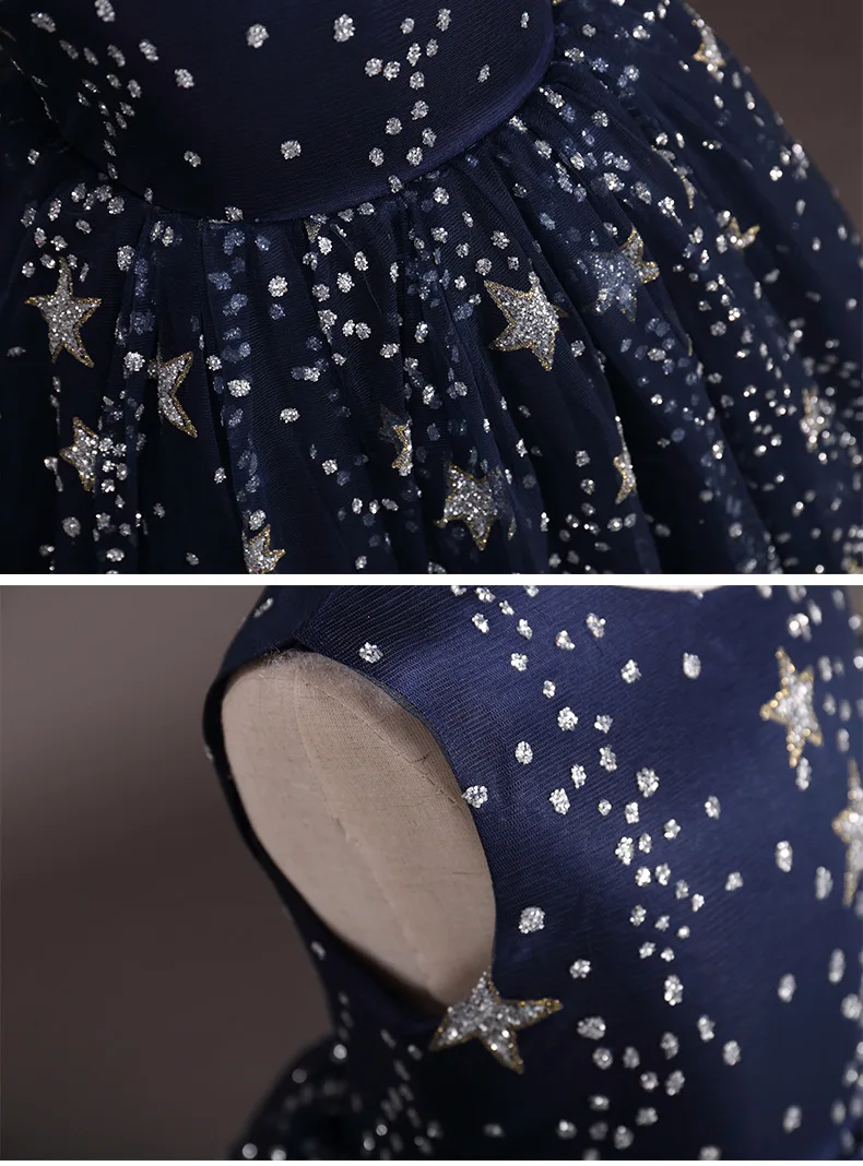 Children Sleeveless Princess Prom Girls Dress Galaxy Sequins Kids Maxi Long Evening Dresses for Party and Elegant | Детская одежда и