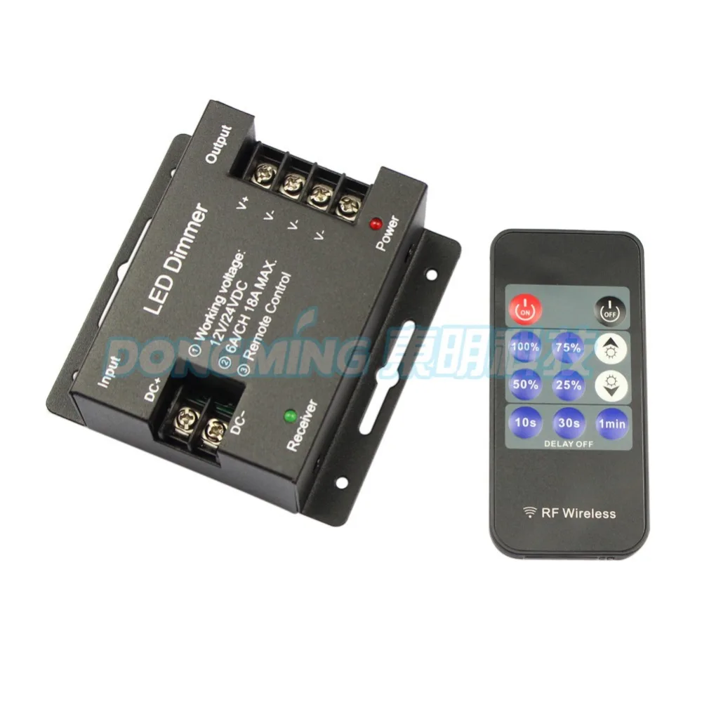 

Iron shell rgb LED controller rf wireless LED reomte dimmer 18A 432W DC12V-24V RF 11key For LED Single Color Strip,5pcs