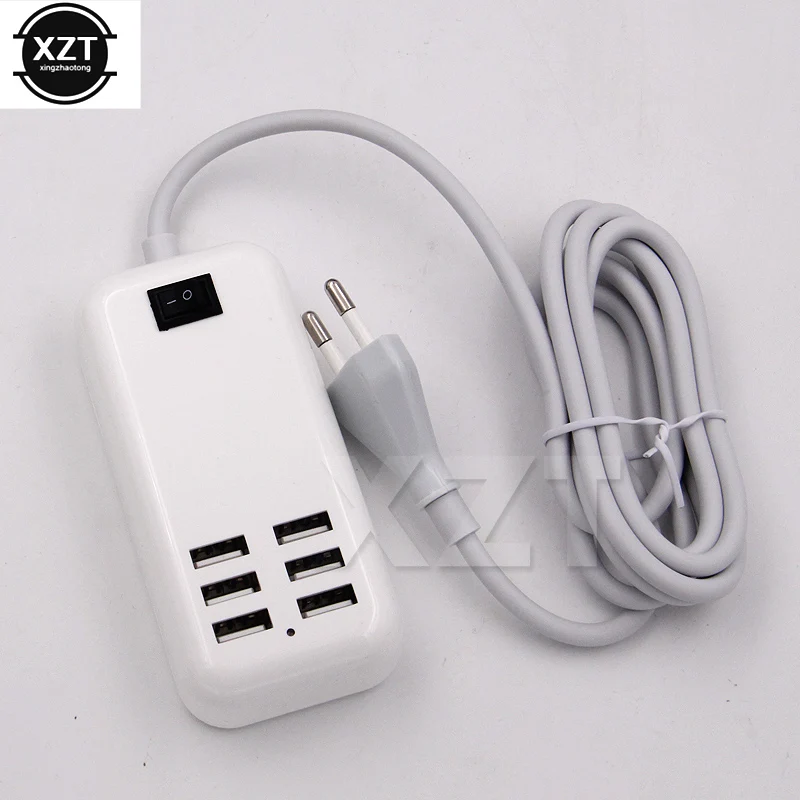 

USB Hub EU US Plug 6 Ports USB Charger 5V 3A Wall Adapter Mobile Phone Charging For iPhone iPad Samsung With Switcher