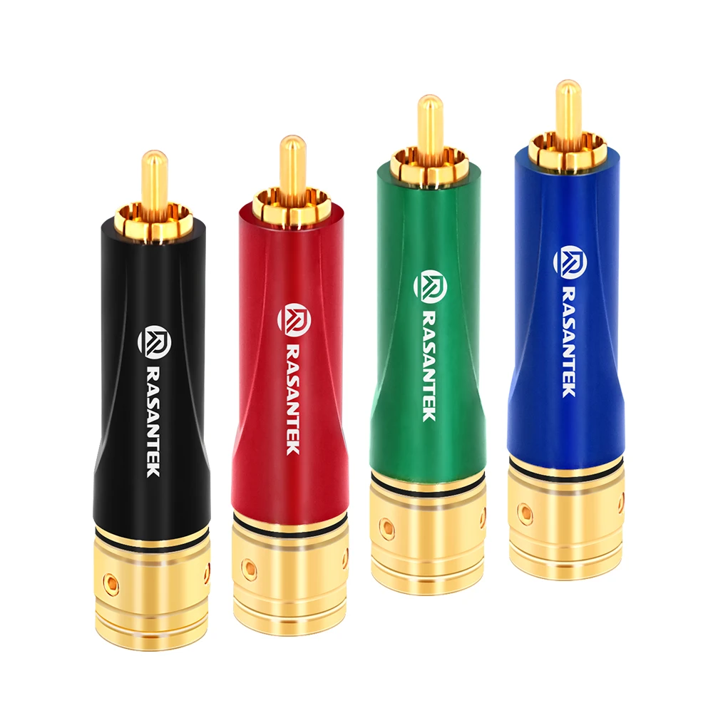 RASANTEK 24K золотые латунные rca разъем аудио провода разъемы красочный | Электроника