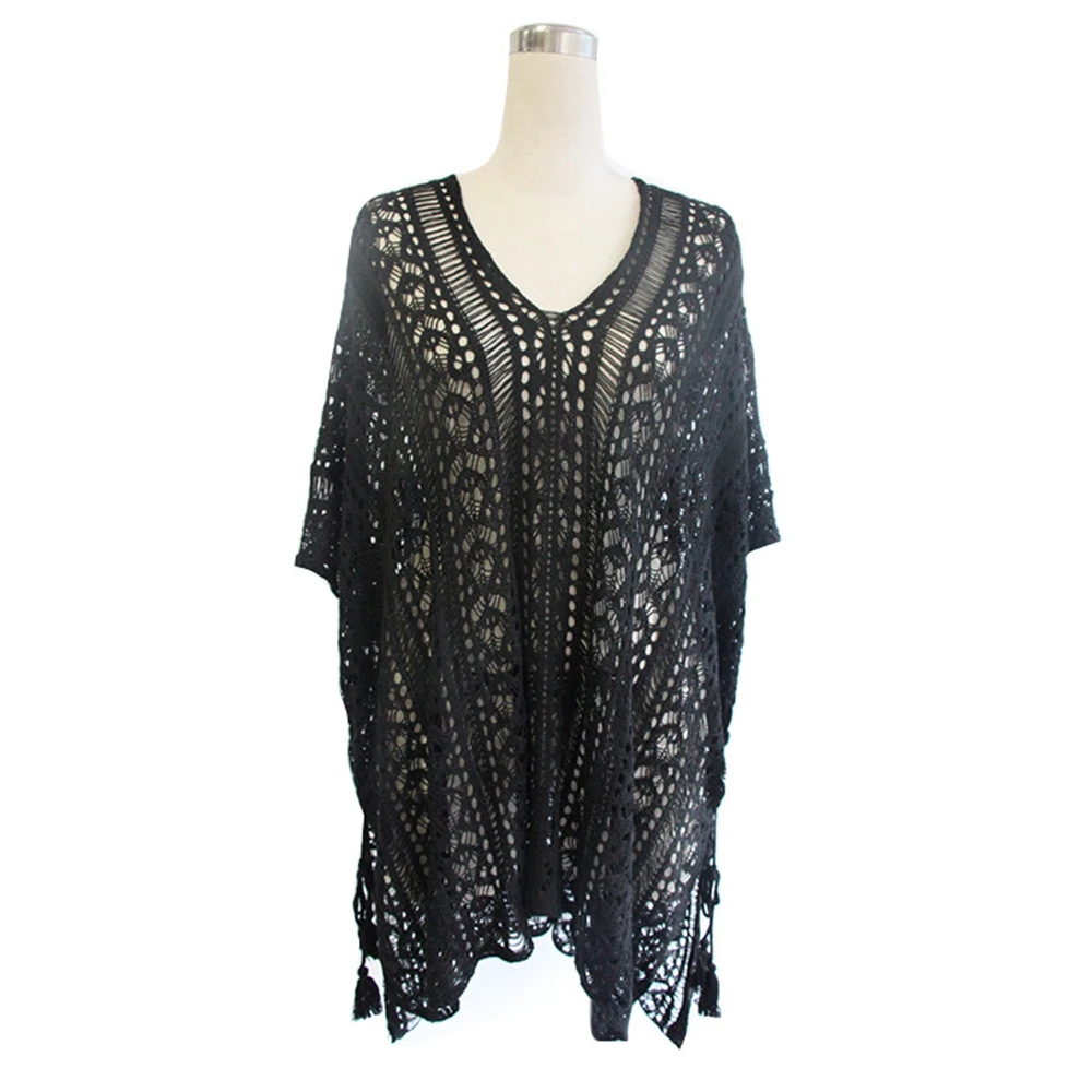 

2018 New Beach Cover Up Bikini Knitted Crochet Side Split Tie Beachwear Summer Swimsuit Cover Up Sexy See-through Beach Dress
